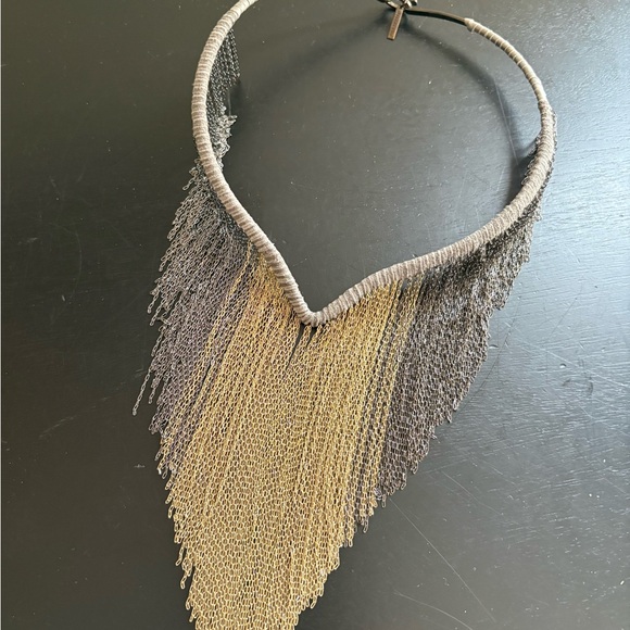 Millianna Silver and Gold Fringe Necklace - Picture 3 of 7